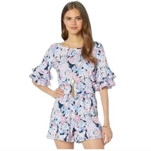 Lilly Pulitzer Lula Romper Ruffle Sleeve Size Medium VGUC